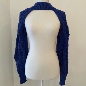 Zara Royal Blue Sleeves + Open-Back Sweater - M